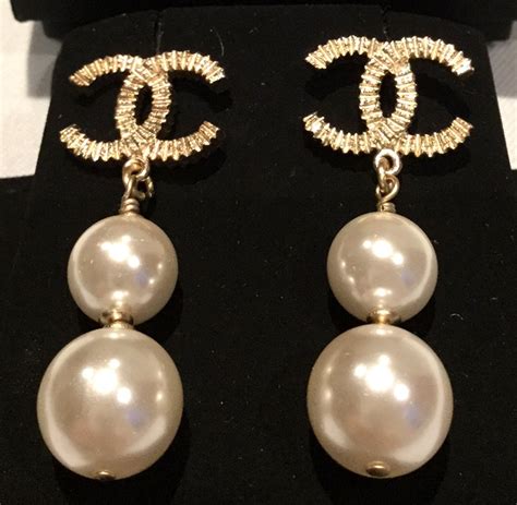 chanel earrings double pearl|authentic Chanel pearl earrings.